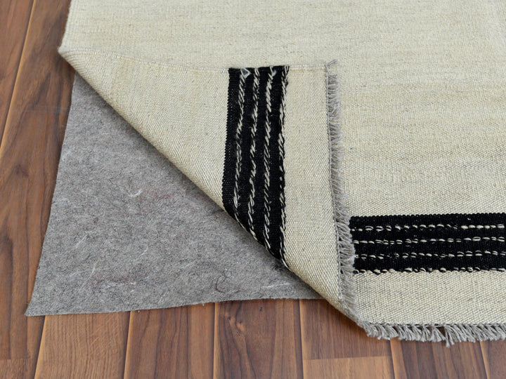 8'2" x 10'0" New Hand Woven Black Wool Rectangle Oriental Rug - MOA10260072