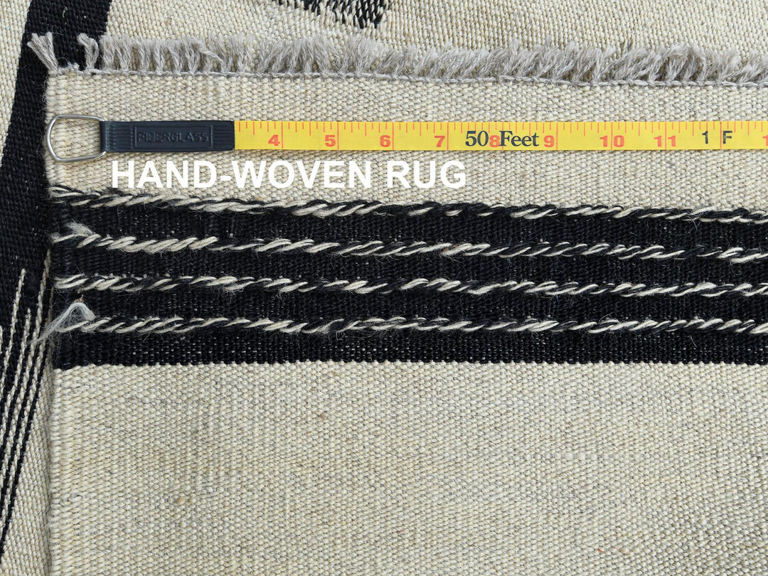 8'2" x 10'0" New Hand Woven Black Wool Rectangle Oriental Rug - MOA10260072