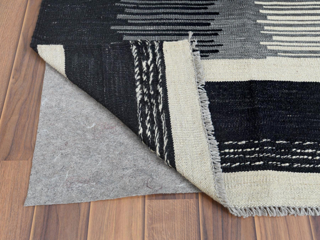 6'3" x 9'0" New Hand Woven Ivory Wool Rectangle Oriental Rug - MOA10260082