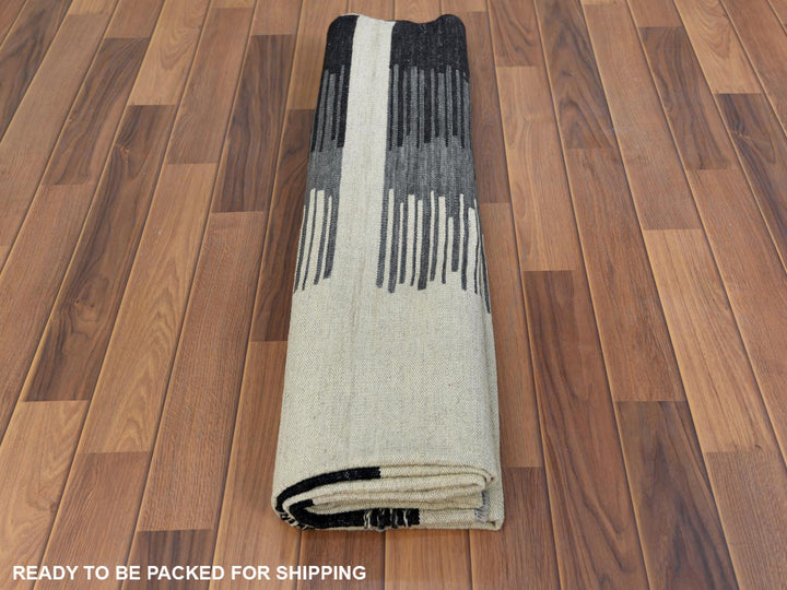 6'3" x 9'0" New Hand Woven Ivory Wool Rectangle Oriental Rug - MOA10260082