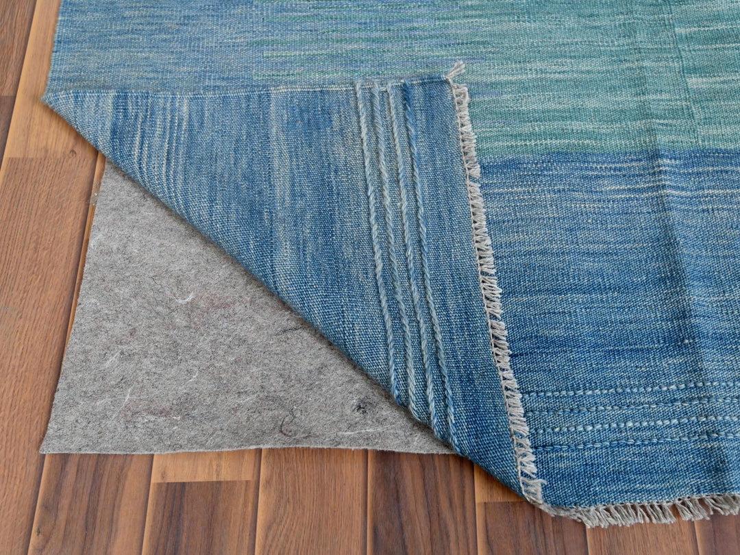 9'1" x 12'2" New Hand Woven Teal Wool Rectangle Oriental Rug - MOA10260086