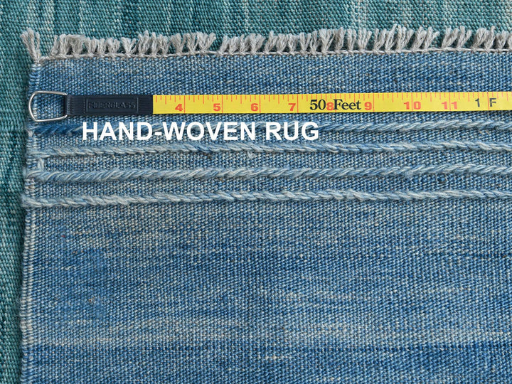 9'1" x 12'2" New Hand Woven Teal Wool Rectangle Oriental Rug - MOA10260086