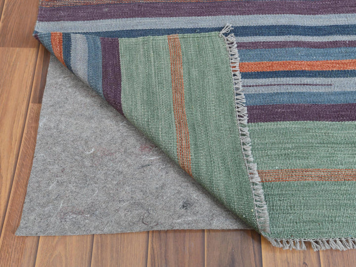 9'3" x 12'1" New Hand Woven Green Wool Rectangle Oriental Rug - MOA10260091
