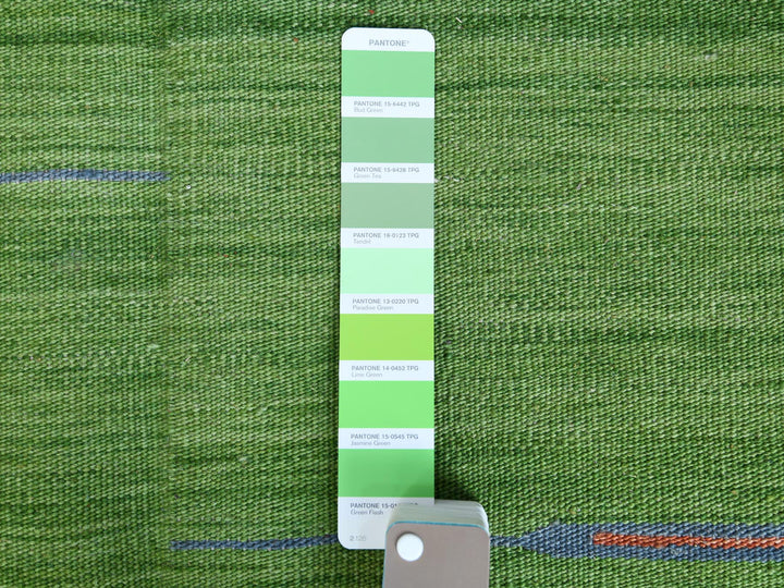 9'3" x 12'1" New Hand Woven Green Wool Rectangle Oriental Rug - MOA10260091