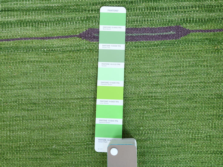 9'4" x 12'1" New Hand Woven Green Wool Rectangle Oriental Rug - MOA10260092
