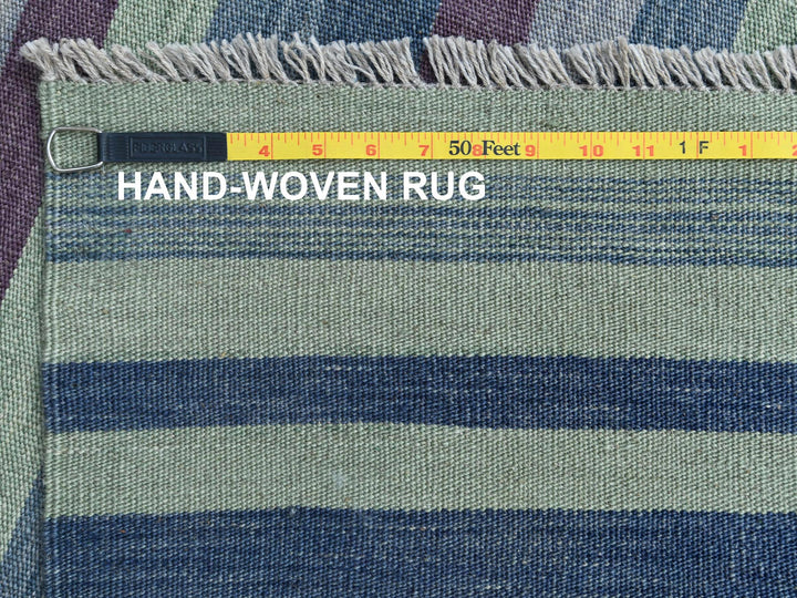 9'4" x 12'1" New Hand Woven Green Wool Rectangle Oriental Rug - MOA10260092