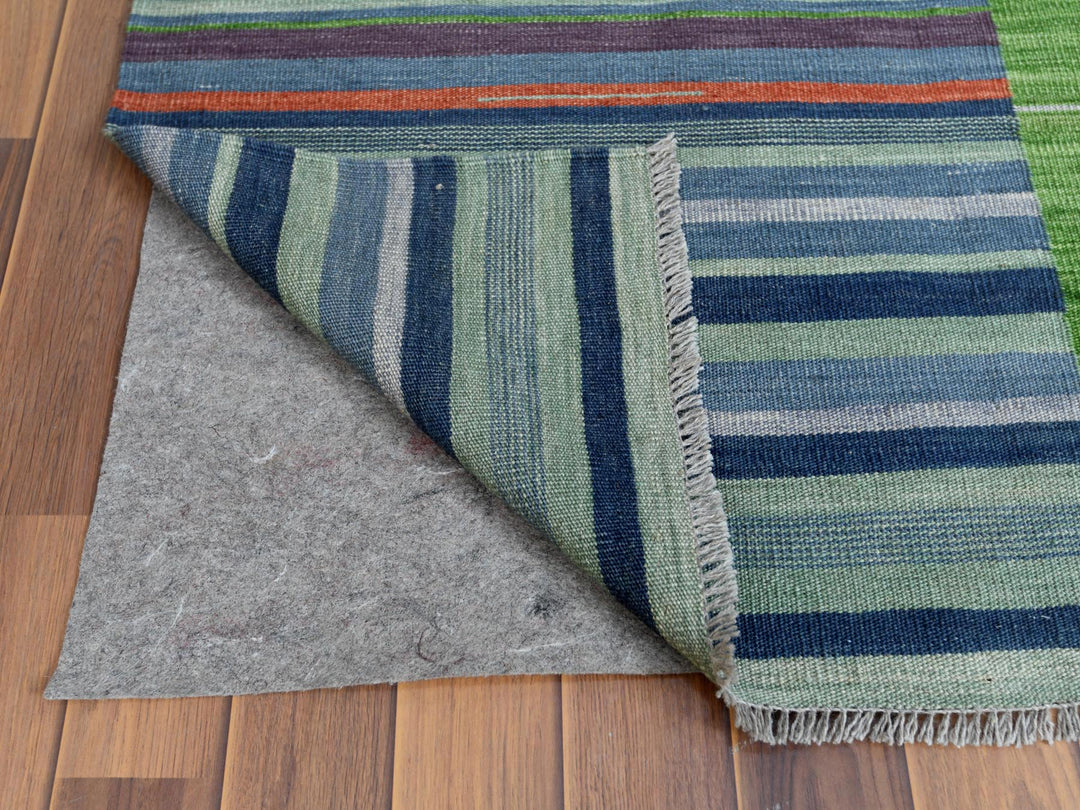 8'3" x 10'1" New Hand Woven Green Wool Rectangle Oriental Rug - MOA10260093