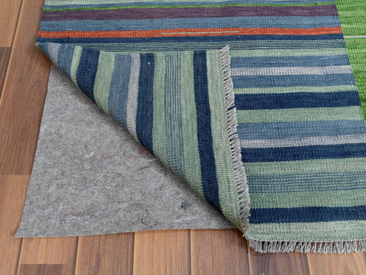 8'3" x 10'1" New Hand Woven Green Wool Rectangle Oriental Rug - MOA10260093