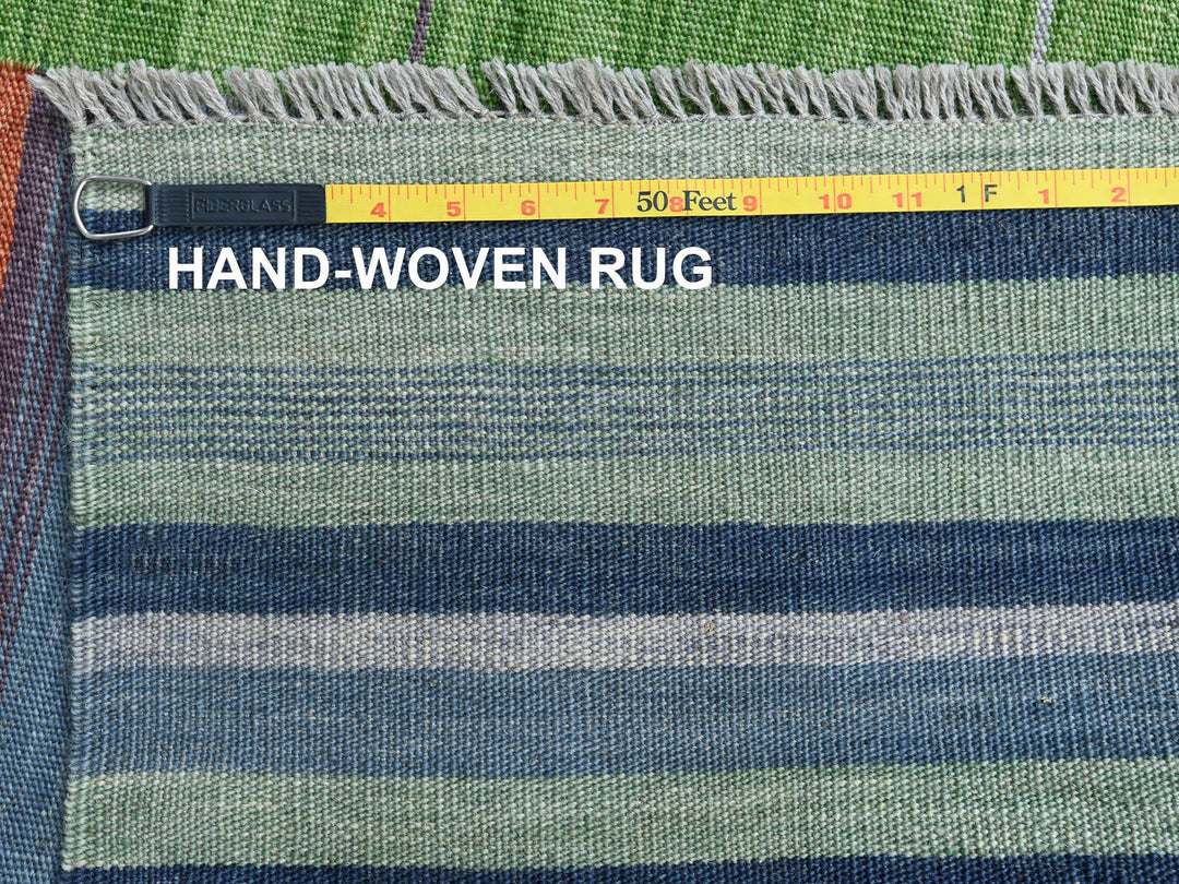 8'3" x 10'1" New Hand Woven Green Wool Rectangle Oriental Rug - MOA10260093