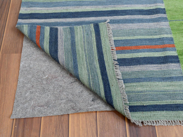 8'3" x 10'1" New Hand Woven Green Wool Rectangle Oriental Rug - MOA10260094