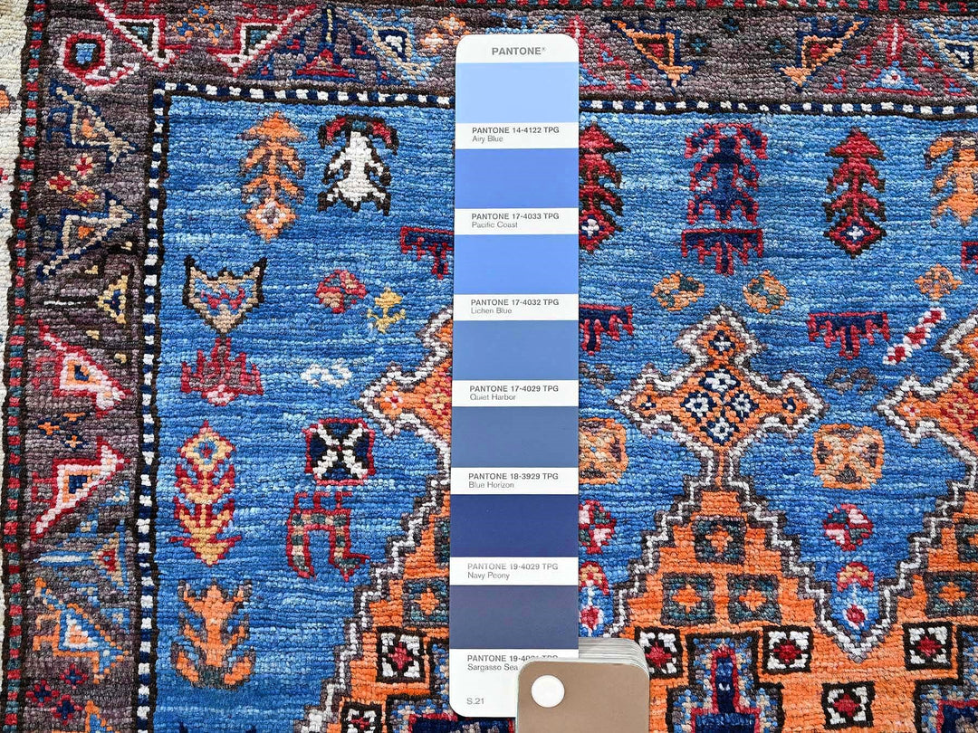 3'11" x 6'4" New Hand Knotted Blue Wool Rectangle Oriental Rug - MOA102600