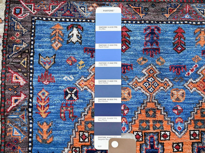 3'11" x 6'4" New Hand Knotted Blue Wool Rectangle Oriental Rug - MOA102600