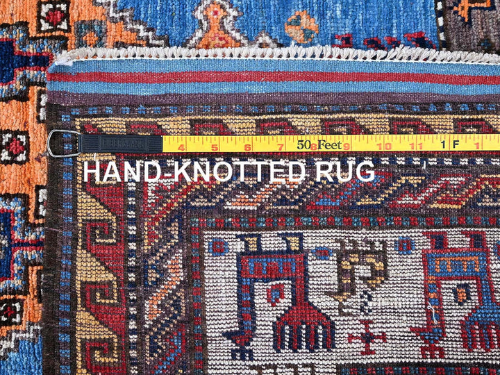 3'11" x 6'4" New Hand Knotted Blue Wool Rectangle Oriental Rug - MOA102600