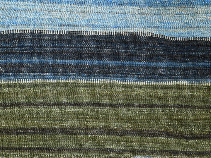 9'7" x 11'10" New Hand Woven Blue Wool Rectangle Oriental Rug - MOA10260101