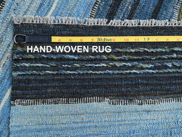 9'7" x 11'10" New Hand Woven Blue Wool Rectangle Oriental Rug - MOA10260101