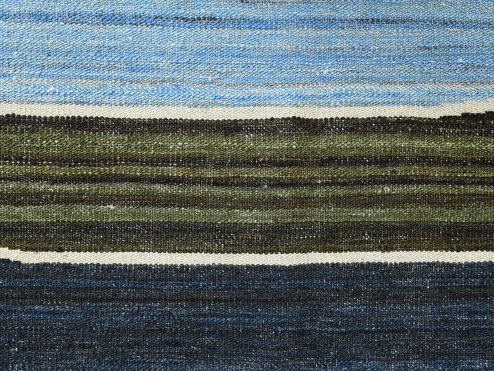 6'3" x 8'9" New Hand Woven Blue Wool Rectangle Oriental Rug - MOA10260104