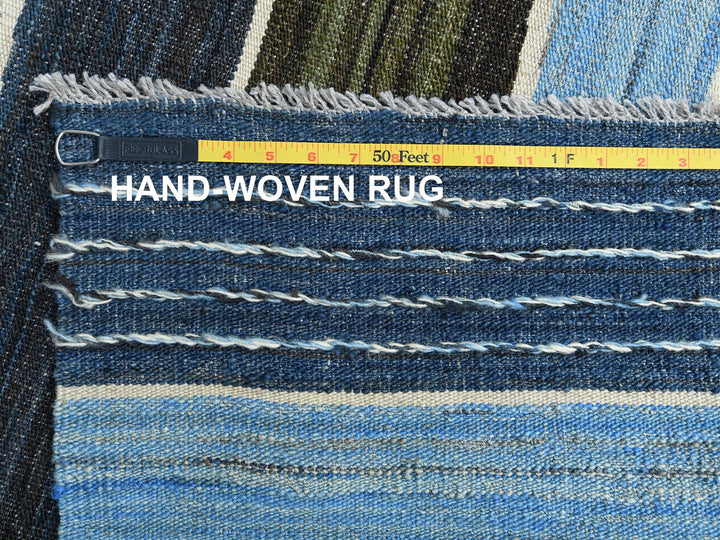6'3" x 8'9" New Hand Woven Blue Wool Rectangle Oriental Rug - MOA10260104