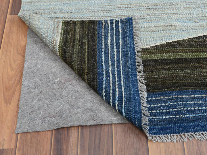 12'5" x 15'0" New Hand Woven Blue Wool Rectangle Oriental Rug - MOA10260105