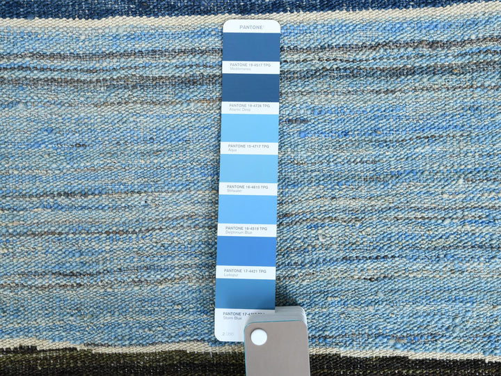 12'5" x 15'0" New Hand Woven Blue Wool Rectangle Oriental Rug - MOA10260105
