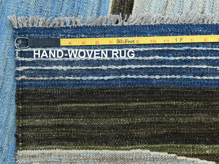 12'5" x 15'0" New Hand Woven Blue Wool Rectangle Oriental Rug - MOA10260105