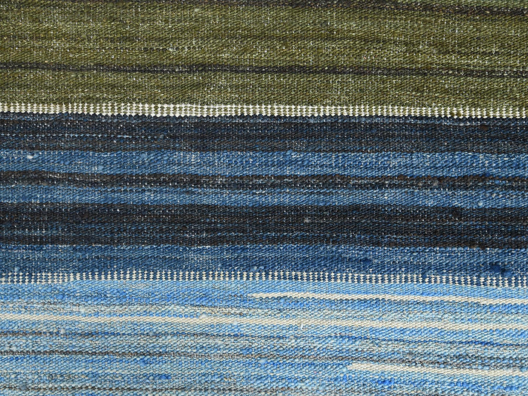 10'7" x 13'8" New Hand Woven Blue Wool Rectangle Oriental Rug - MOA10260106