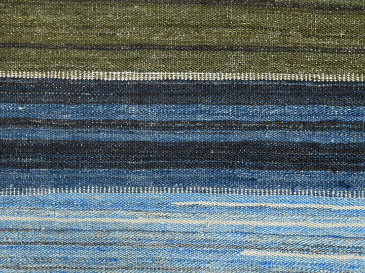 10'7" x 13'8" New Hand Woven Blue Wool Rectangle Oriental Rug - MOA10260106