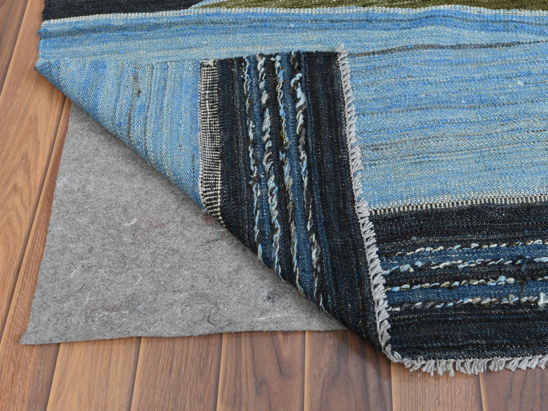 10'7" x 13'8" New Hand Woven Blue Wool Rectangle Oriental Rug - MOA10260106
