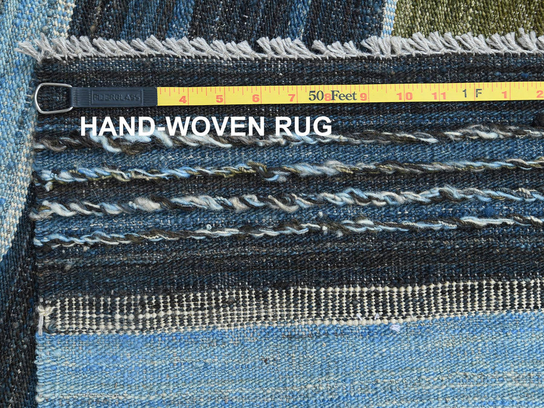 10'7" x 13'8" New Hand Woven Blue Wool Rectangle Oriental Rug - MOA10260106