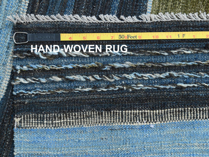 10'7" x 13'8" New Hand Woven Blue Wool Rectangle Oriental Rug - MOA10260106