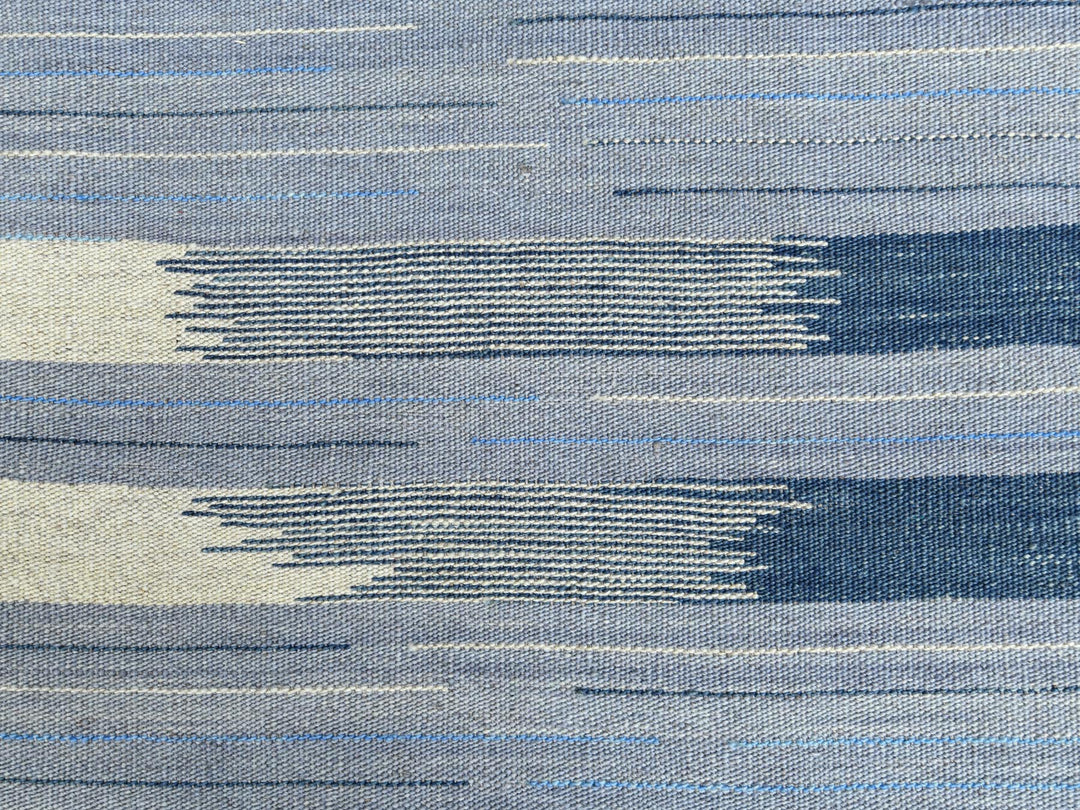 12'1" x 15'0" New Hand Woven Blue Wool Rectangle Oriental Rug - MOA10260107