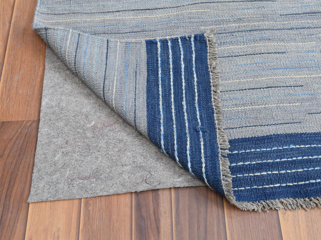 12'1" x 15'0" New Hand Woven Blue Wool Rectangle Oriental Rug - MOA10260107