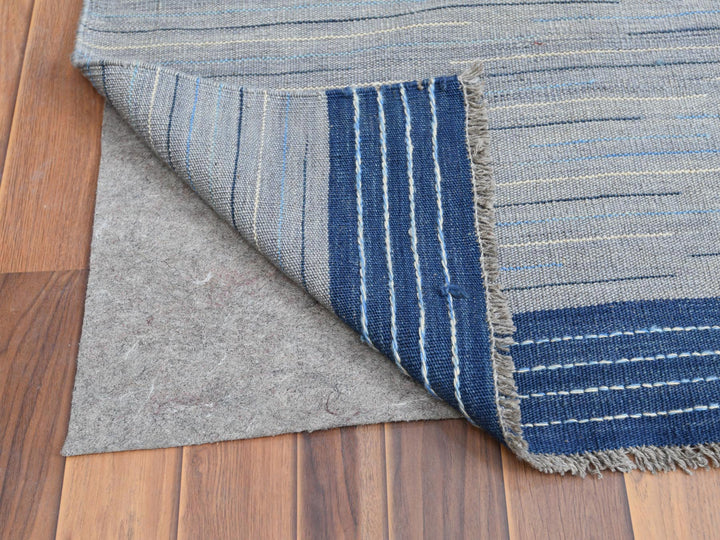 12'1" x 15'0" New Hand Woven Blue Wool Rectangle Oriental Rug - MOA10260107