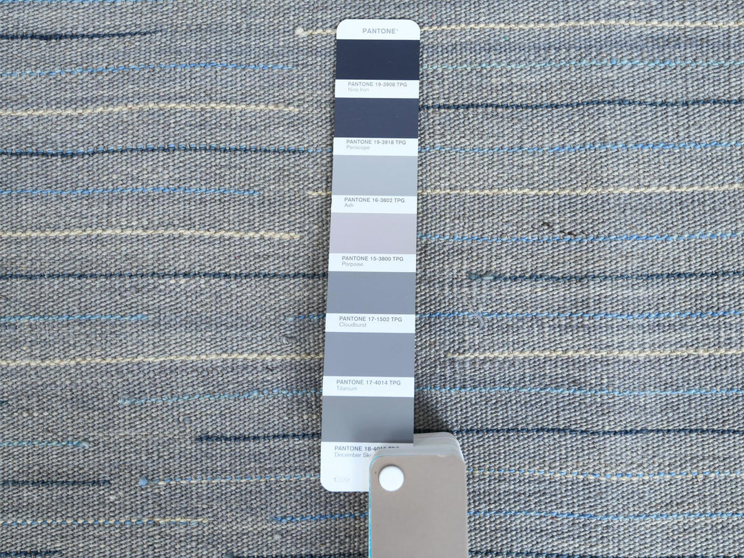 12'1" x 15'0" New Hand Woven Blue Wool Rectangle Oriental Rug - MOA10260107