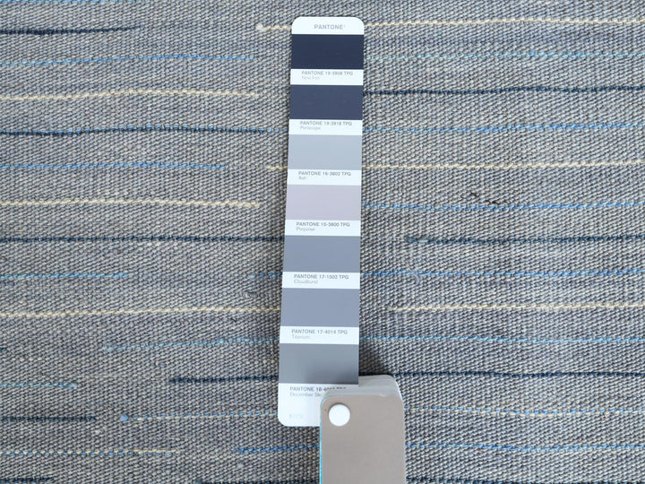 12'1" x 15'0" New Hand Woven Blue Wool Rectangle Oriental Rug - MOA10260107