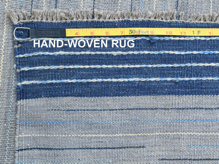 12'1" x 15'0" New Hand Woven Blue Wool Rectangle Oriental Rug - MOA10260107