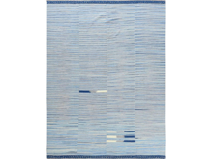 10'5" x 13'10" New Hand Woven Blue Wool Rectangle Oriental Rug - MOA10260108