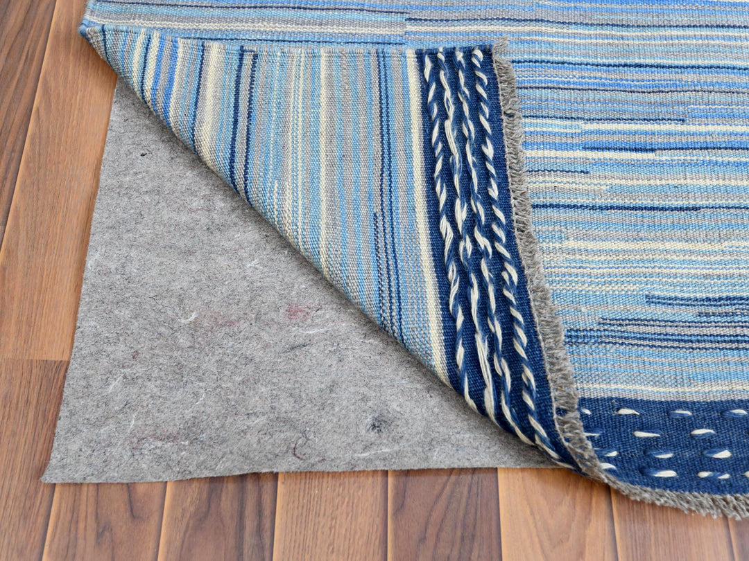10'5" x 13'10" New Hand Woven Blue Wool Rectangle Oriental Rug - MOA10260108
