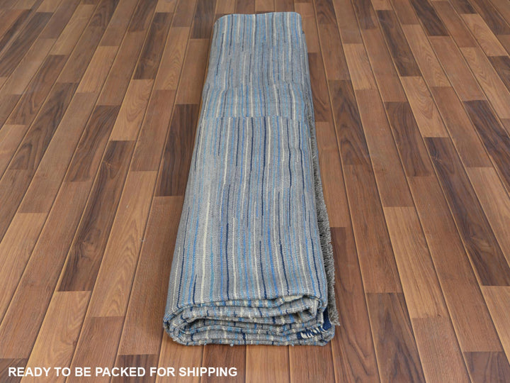 10'5" x 13'10" New Hand Woven Blue Wool Rectangle Oriental Rug - MOA10260108