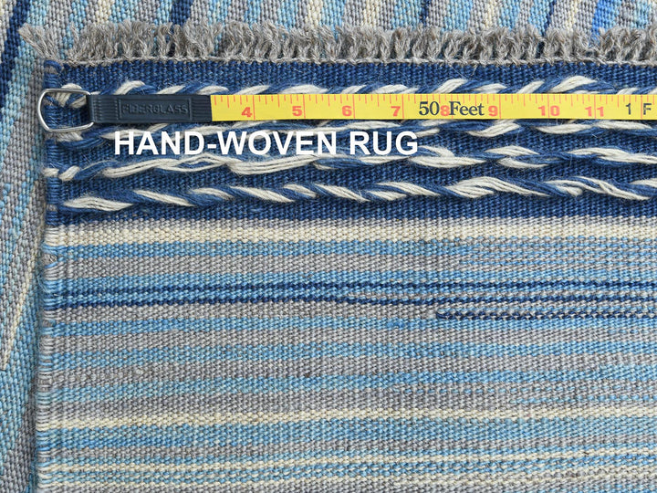 10'5" x 13'10" New Hand Woven Blue Wool Rectangle Oriental Rug - MOA10260108