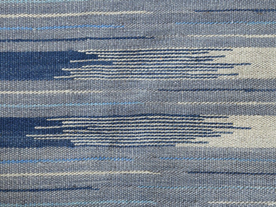 6'4" x 9'1" New Hand Woven Blue Wool Rectangle Oriental Rug - MOA10260110