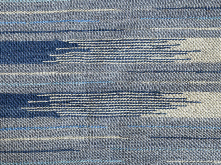 6'4" x 9'1" New Hand Woven Blue Wool Rectangle Oriental Rug - MOA10260110
