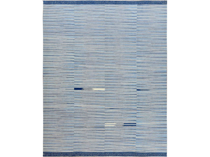 9'6" x 12'0" New Hand Woven Blue Wool Rectangle Oriental Rug - MOA10260113
