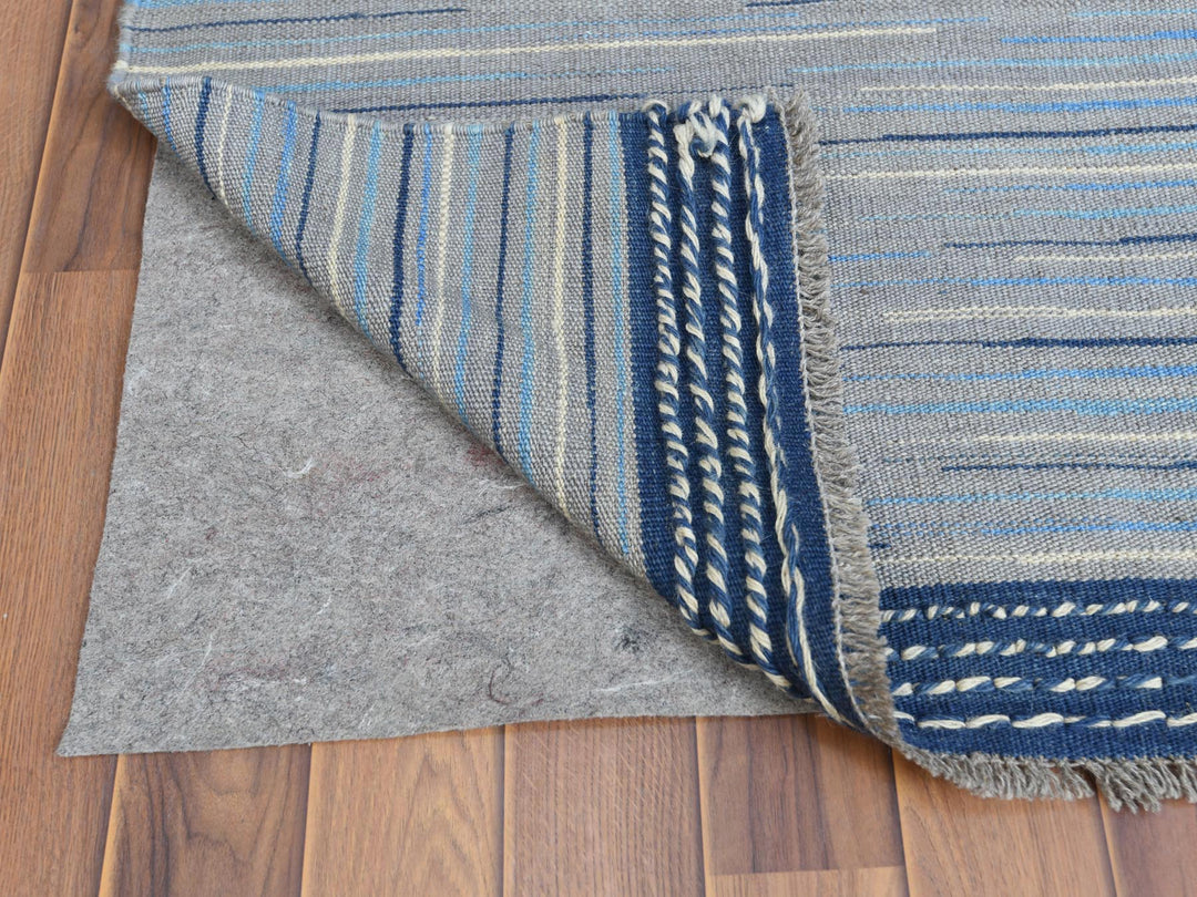 9'6" x 12'0" New Hand Woven Blue Wool Rectangle Oriental Rug - MOA10260113