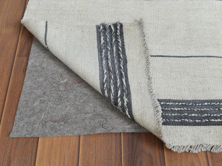 8'5" x 10'1" New Hand Woven Grey Wool Rectangle Oriental Rug - MOA10260120
