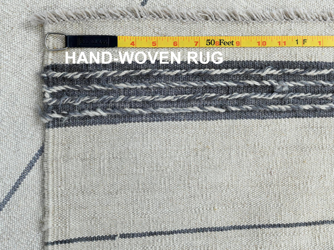 8'5" x 10'1" New Hand Woven Grey Wool Rectangle Oriental Rug - MOA10260120