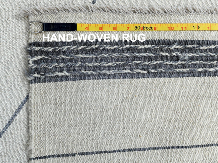8'5" x 10'1" New Hand Woven Grey Wool Rectangle Oriental Rug - MOA10260120