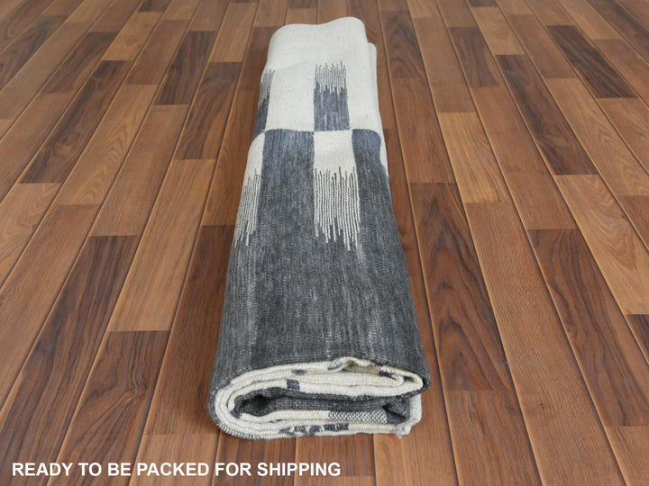 8'2" x 9'10" New Hand Woven Grey Wool Rectangle Oriental Rug - MOA10260121