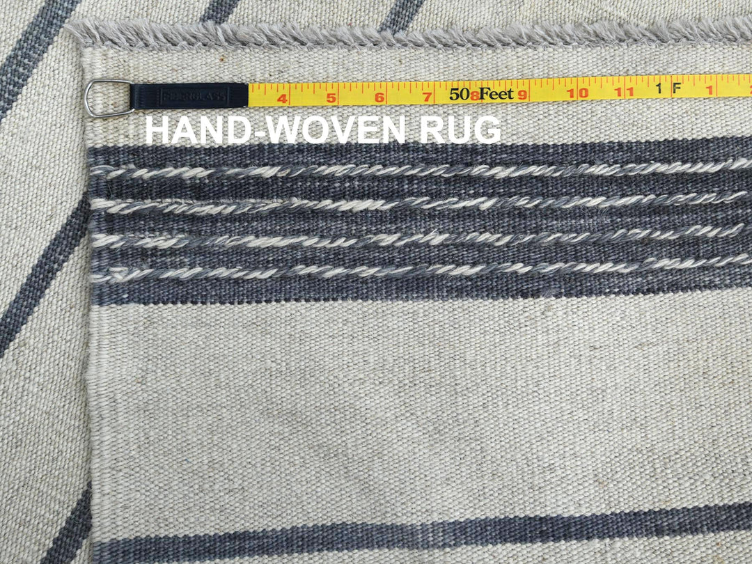 8'2" x 9'10" New Hand Woven Grey Wool Rectangle Oriental Rug - MOA10260121