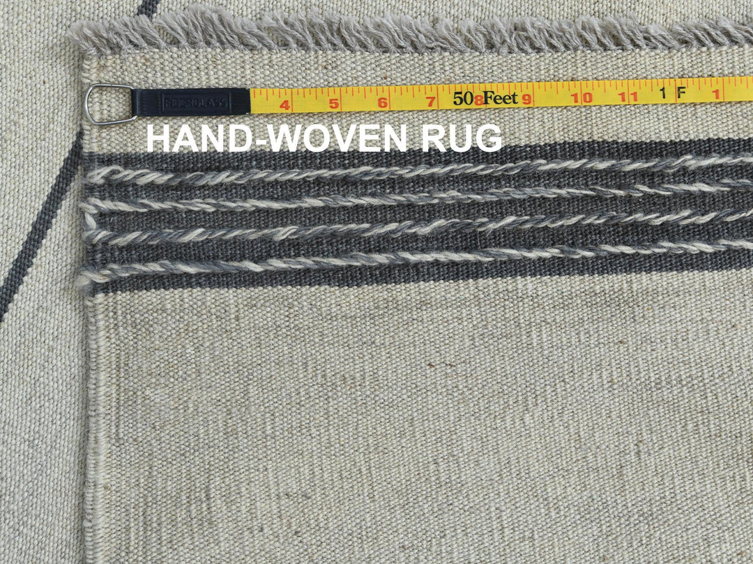 12'5" x 14'10" New Hand Woven Grey Wool Rectangle Oriental Rug - MOA10260124