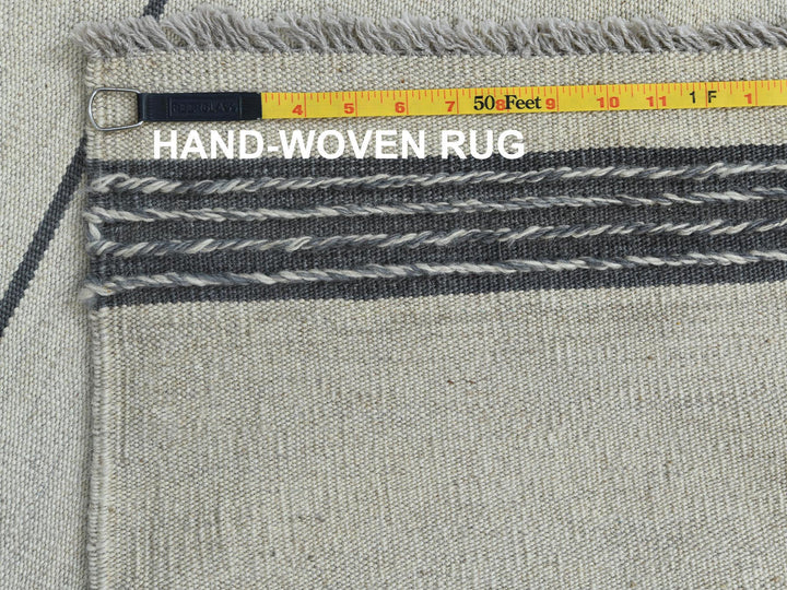 12'5" x 14'10" New Hand Woven Grey Wool Rectangle Oriental Rug - MOA10260124